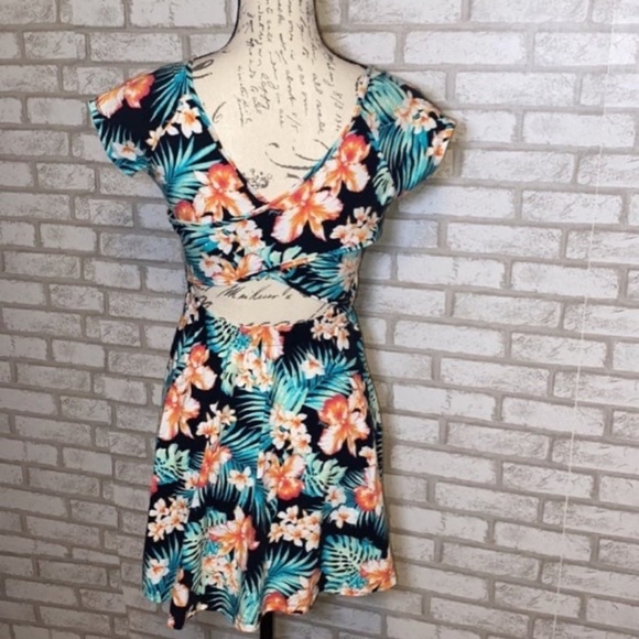 Vintage Victoria’s Secret PINK Tropical Mini Dress XS Blue Floral - Picture 4 of 4